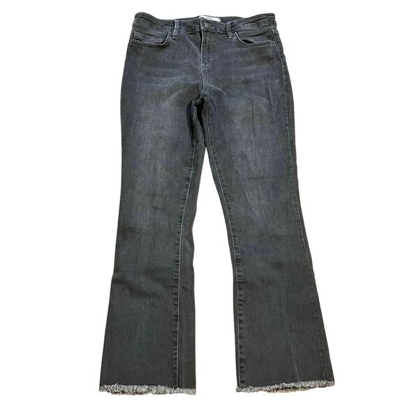 Free People Black Denim Jeans Women’s Size 29 Raw Hem Mid Rise Cropped Stretch - Picture 1 of 6